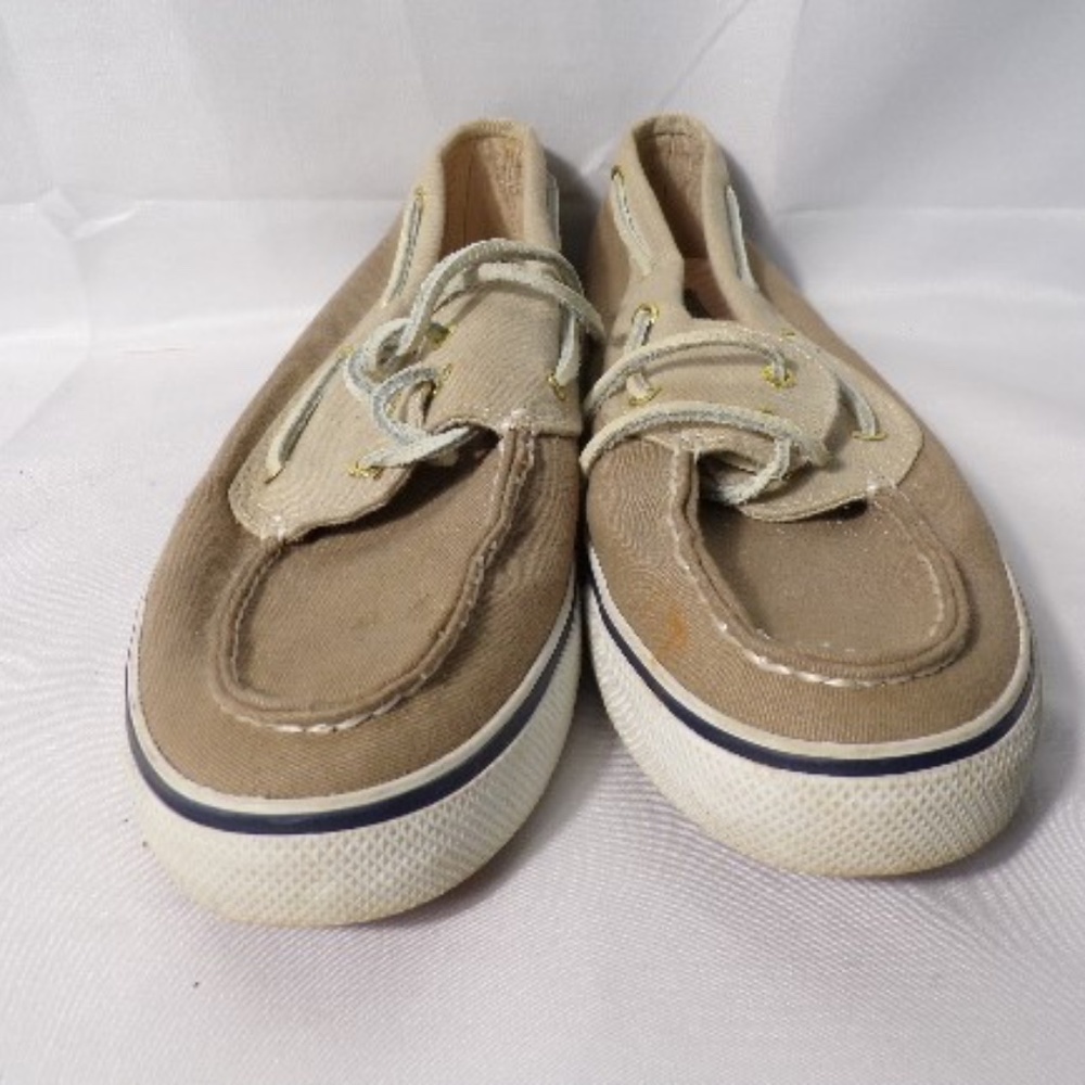 Sperry Men Tan Boat Shoes Top - Sider Canvas Sz 10